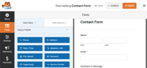 dashboard of wp forms lite
